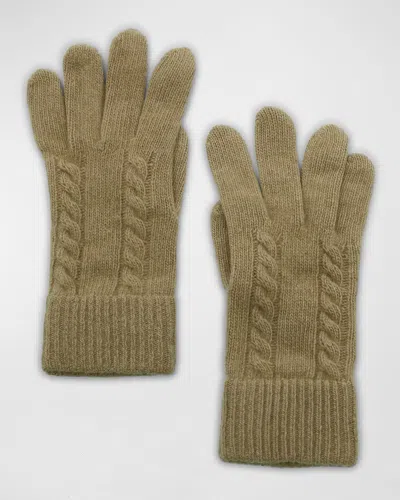 Portolano Cashmere Cable Knit Gloves In Cammello Chiaro