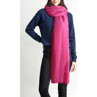 Portolano Cashmere Cable Knit Scarf In Pink