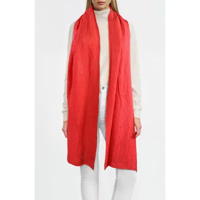 Portolano Cashmere Cable Knit Scarf In Red