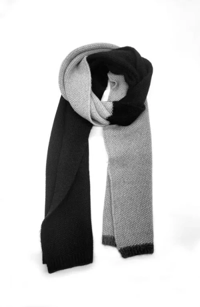 Portolano Cashmere Color Block Scarf In Black