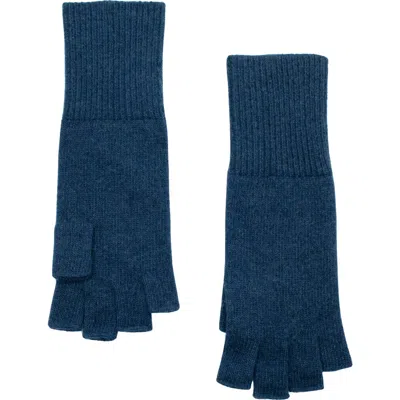 Portolano Cashmere Fingerless Gloves In Blue