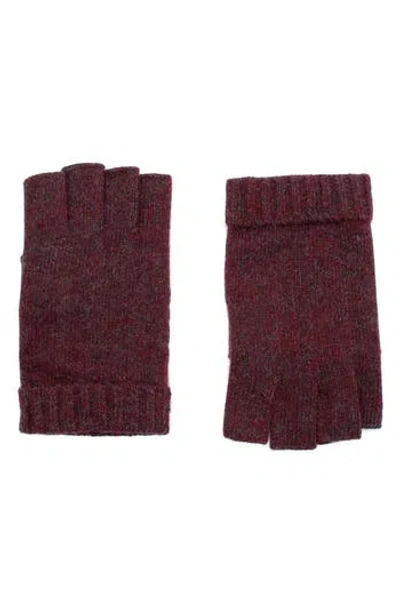 Portolano Cashmere Fingerless Gloves In Rum/charcoal