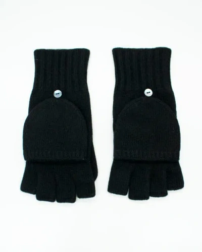 Portolano Cashmere Flip Top Mitten Gloves In Black