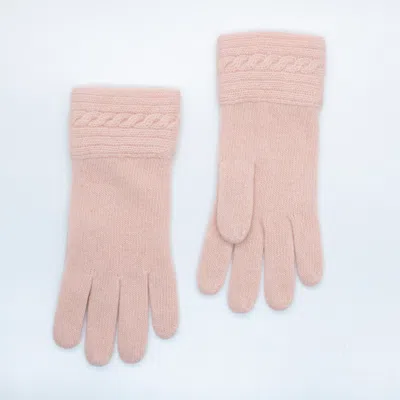 Portolano Cashmere Gloves With Cabled Cuff In Pink