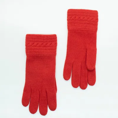 Portolano Cashmere Gloves With Cabled Cuff In Red