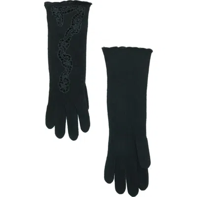 Portolano Cashmere Gloves With Embroidery Design In Black