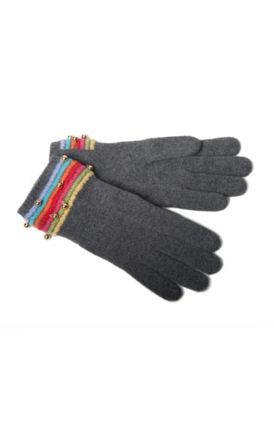 Portolano Cashmere Gloves With Fancy Cuff In Blue