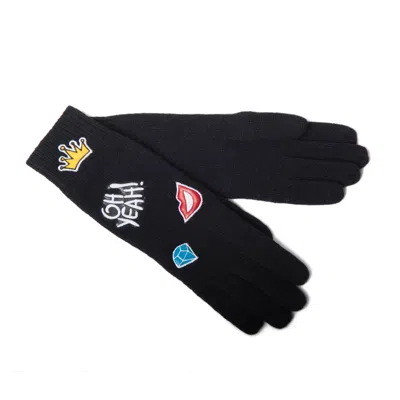 Portolano Cashmere Gloves With Leather Patches In Black
