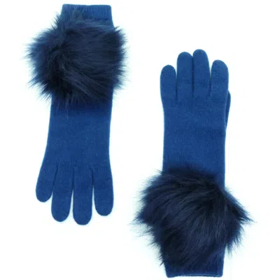 Portolano Cashmere Gloves With Pom In Blue