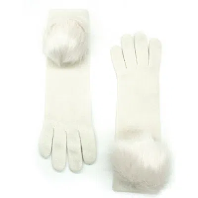 Portolano Cashmere Gloves With Pom In Neutral