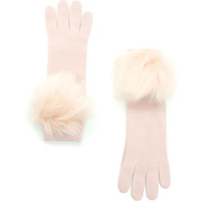 Portolano Cashmere Gloves With Pom In Pink