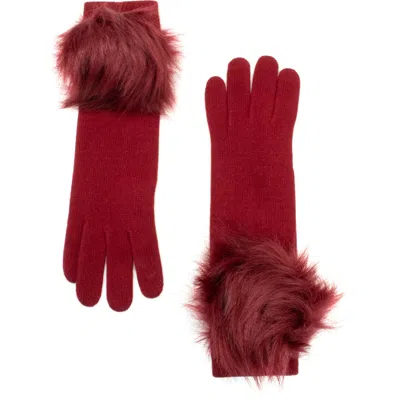 Portolano Cashmere Gloves With Pom In Red