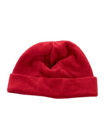 Pre-owned Portolano Cashmere Knit Beanie In Red