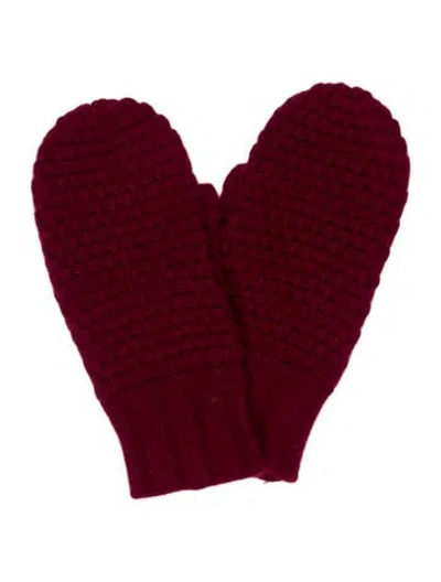 Pre-owned Portolano Cashmere Knit Mittens W/tags In Burgundy