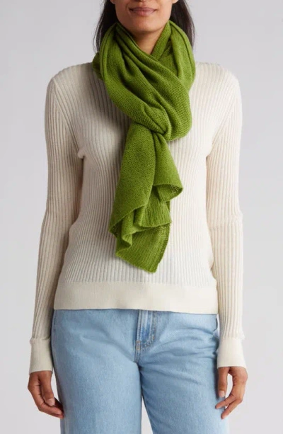 Portolano Cashmere Knit Wrap Scarf In Green