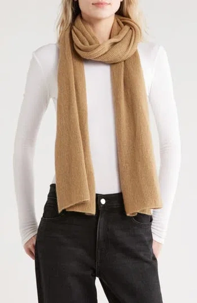 Portolano Cashmere Knit Wrap Scarf In White