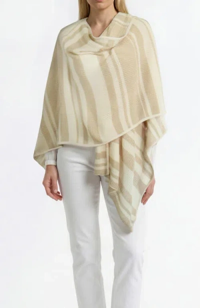 Portolano Cashmere Lightweight Striped Shawl In Neutral