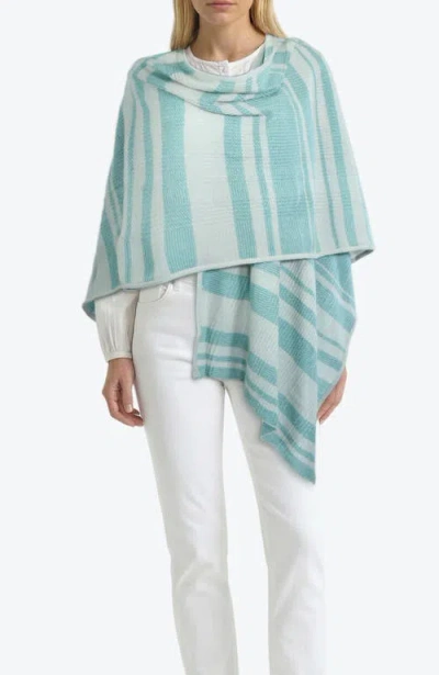 Portolano Cashmere Lightweight Striped Shawl In Blue