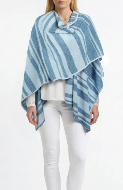 Portolano Cashmere Lightweight Striped Shawl In Blue