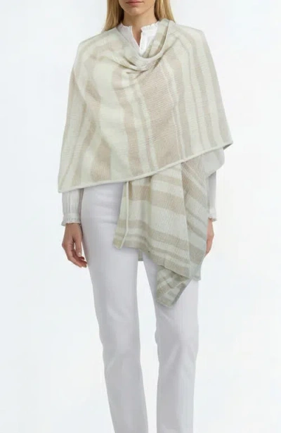 Portolano Cashmere Lightweight Striped Shawl In Neutral