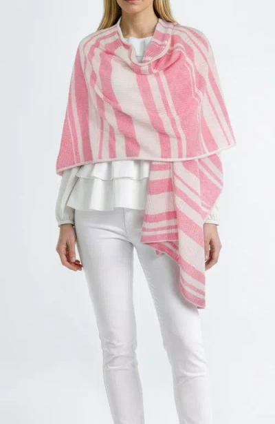 Portolano Cashmere Lightweight Striped Shawl In Pink