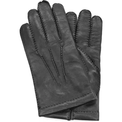 Portolano Cashmere Lined Handsewn Corded Gloves In Black
