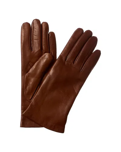 Portolano Cashmere-lined Leather Gloves In Brown