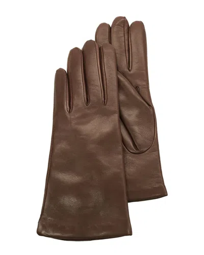 Portolano Cashmere-lined Leather Gloves In Brown