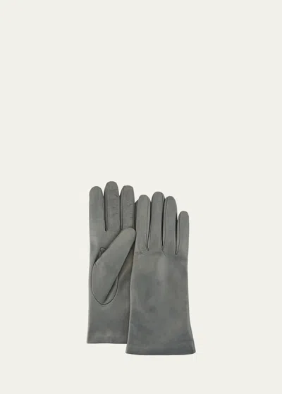 Portolano Cashmere-lined Napa Leather Gloves In Gray
