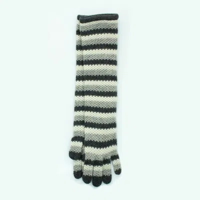 Portolano Cashmere Long Striped Gloves In Black