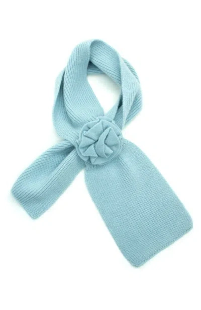 Portolano Cashmere Loop Scarf With Flower In Blue