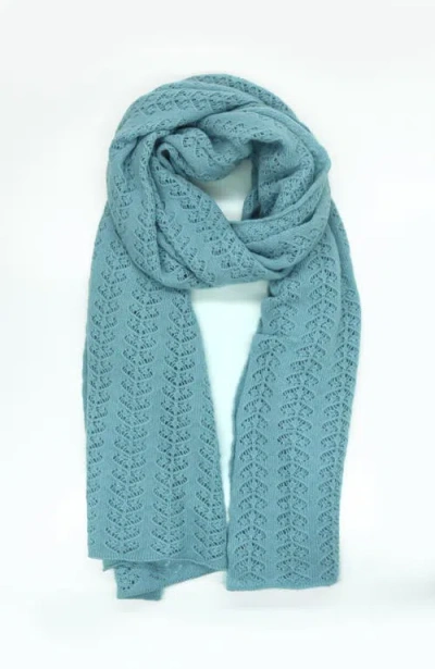 Portolano Cashmere Openwork Wrap In Blue