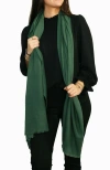 Portolano Cashmere Pashmina Wrap With Fringes In Green