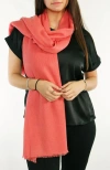 Portolano Merino Wool Blend Eyelash Fringe Wrap Scarf In Red
