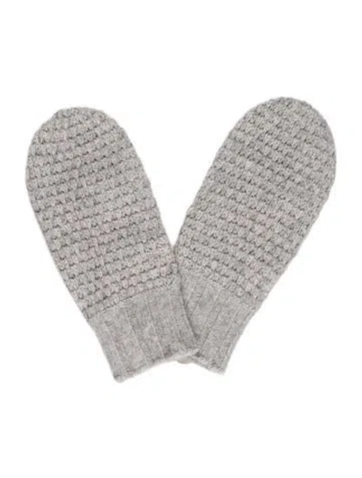 Pre-owned Portolano Cashmere Popcorn Mittens In Gray
