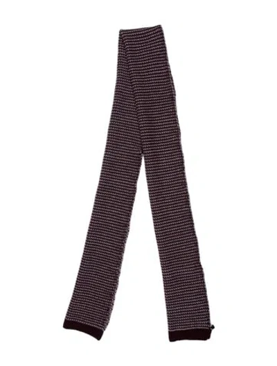 Pre-owned Portolano Cashmere Printed Scarf In Burgundy