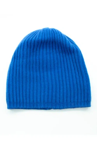 Portolano Cashmere Ribbed Beanie In Blue