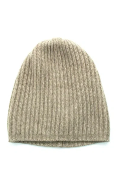 Portolano Cashmere Ribbed Beanie In Brown