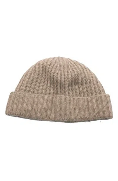 Portolano Cashmere Ribbed Cuffed Beanie In Rust