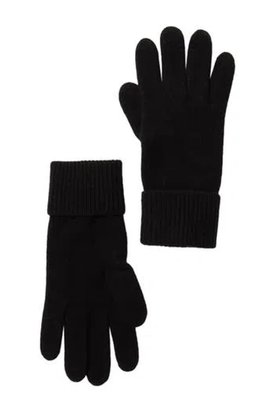 Portolano Cashmere Ribbed Gloves In Black