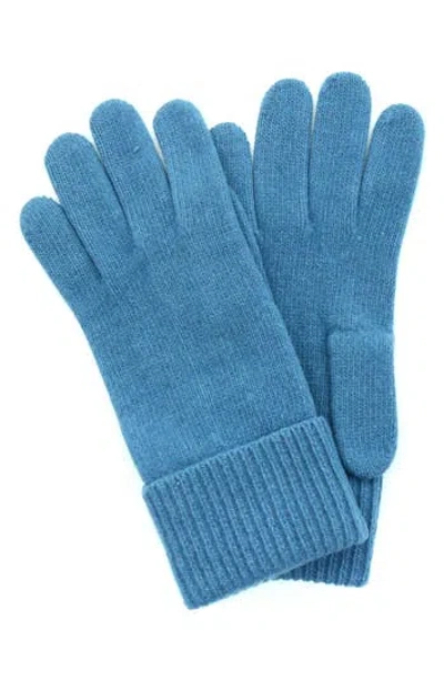 Portolano Cashmere Ribbed Gloves In Blue