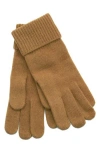 Portolano Cashmere Ribbed Gloves In Dark Camel