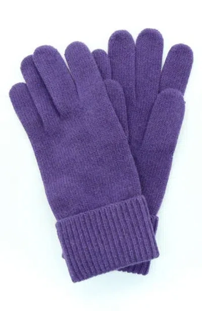 Portolano Cashmere Ribbed Gloves In Purple