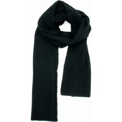 Portolano Cashmere Ribbed Scarf In Black