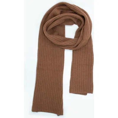 Portolano Cashmere Ribbed Scarf In Brown