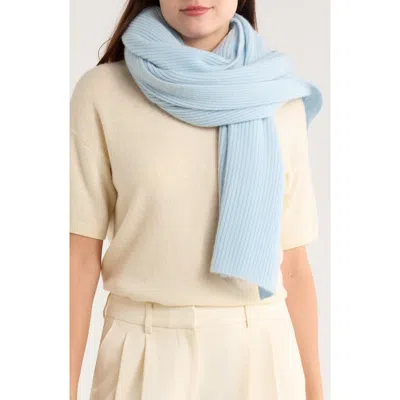 Portolano Cashmere Ribbed Wrap Scarf In Blue