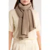 Portolano Cashmere Ribbed Wrap Scarf In Brown