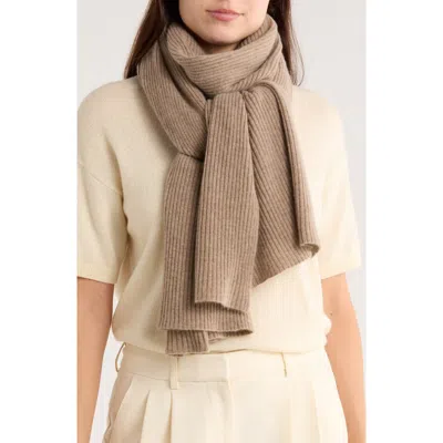 Portolano Cashmere Ribbed Wrap Scarf In Brown