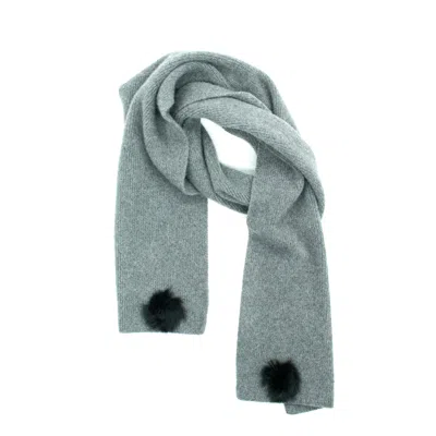 Portolano Cashmere Scarf With Poms In Grey