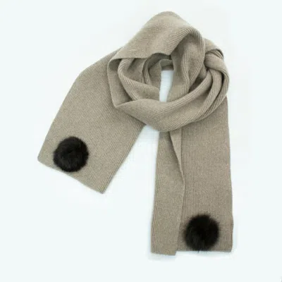 Portolano Cashmere Scarf With Poms In Neutral